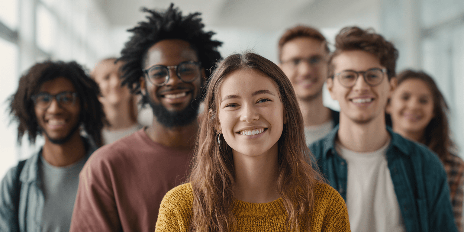 Diverse group of students celebrating